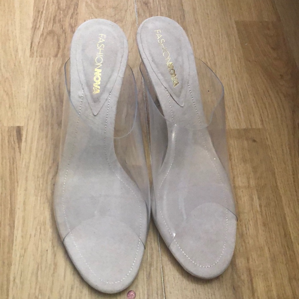 Fashion nova glass slide heels